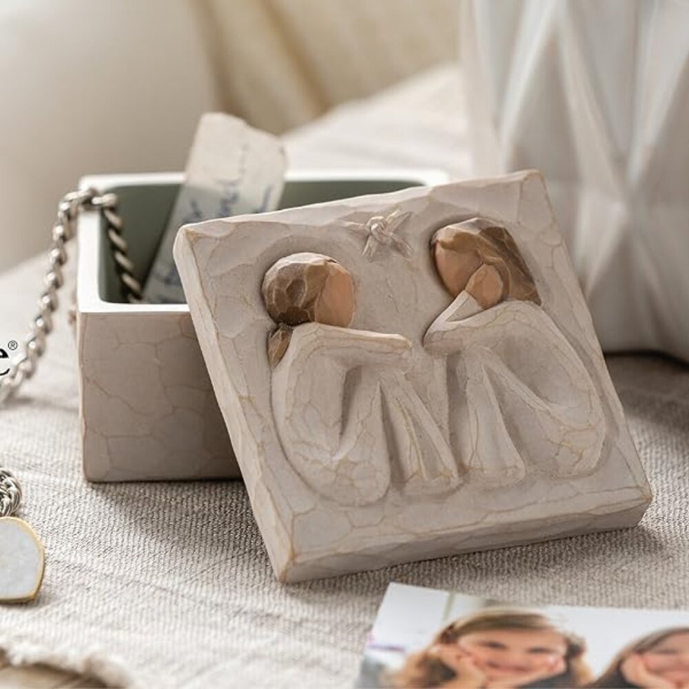 WILLOW TREE Keepsake Box Friendship Vintage 2003 Forever True, Forever Friends